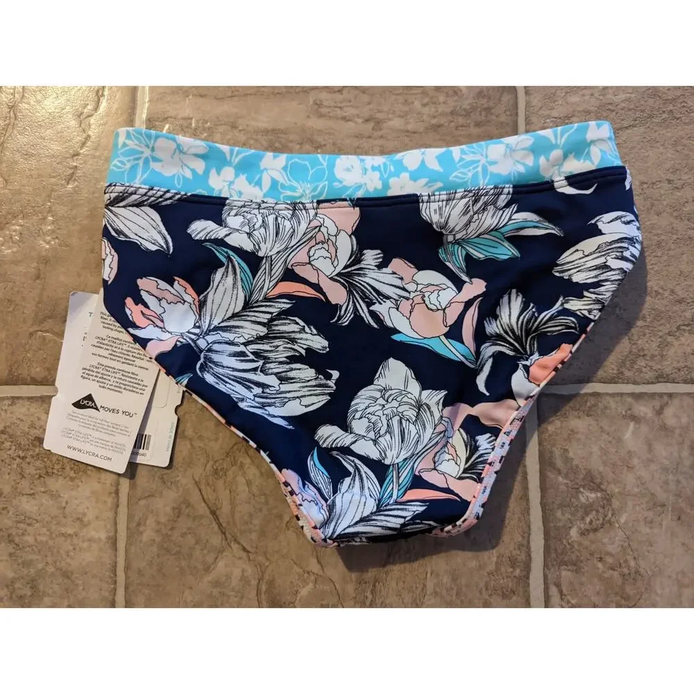 New ATHLETA GIRL sz L 12 Island Time Bikini Bottoms only swim floral print 4604